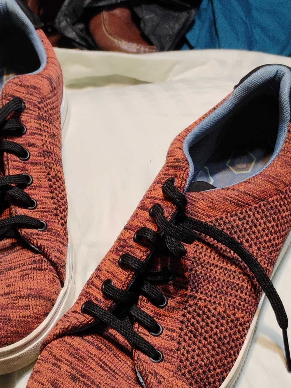 Ted Baker London Orange Knit Lace-Up Sneakers with Black Laces